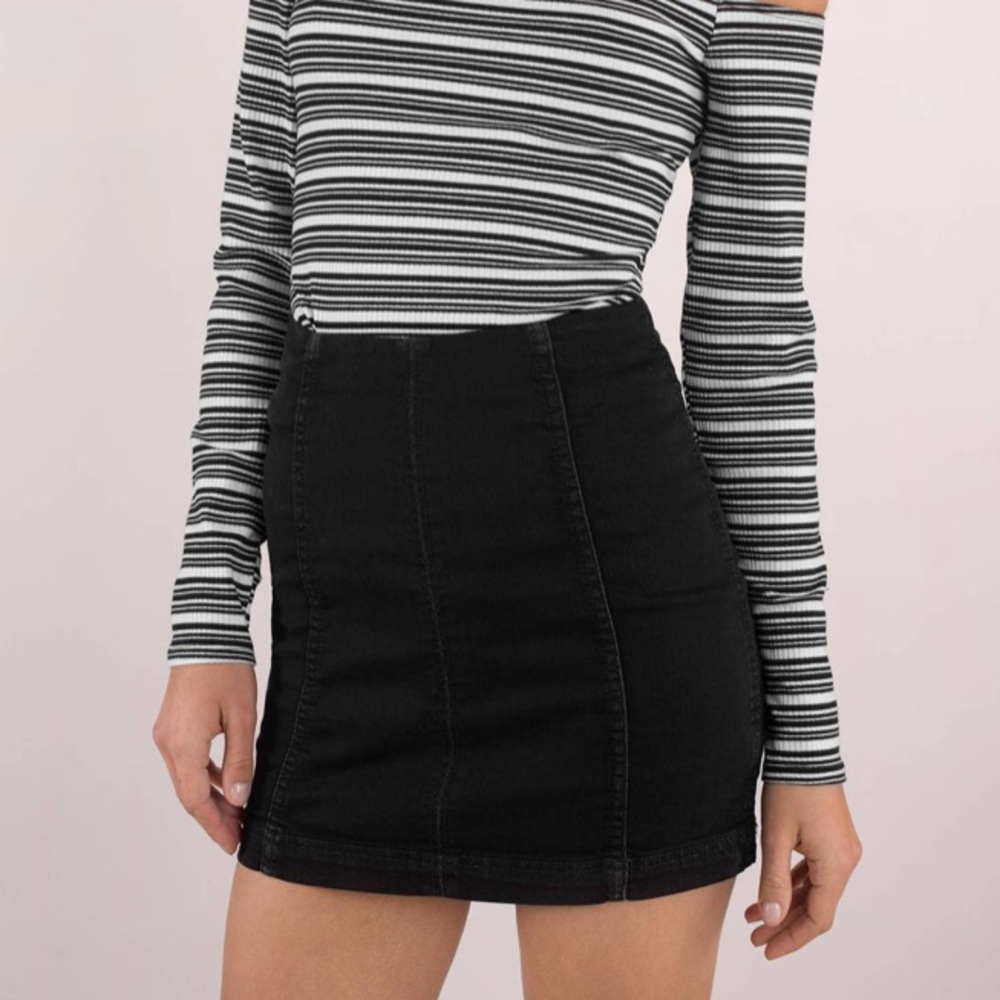 Free People Black High-Waist Mini Skirt